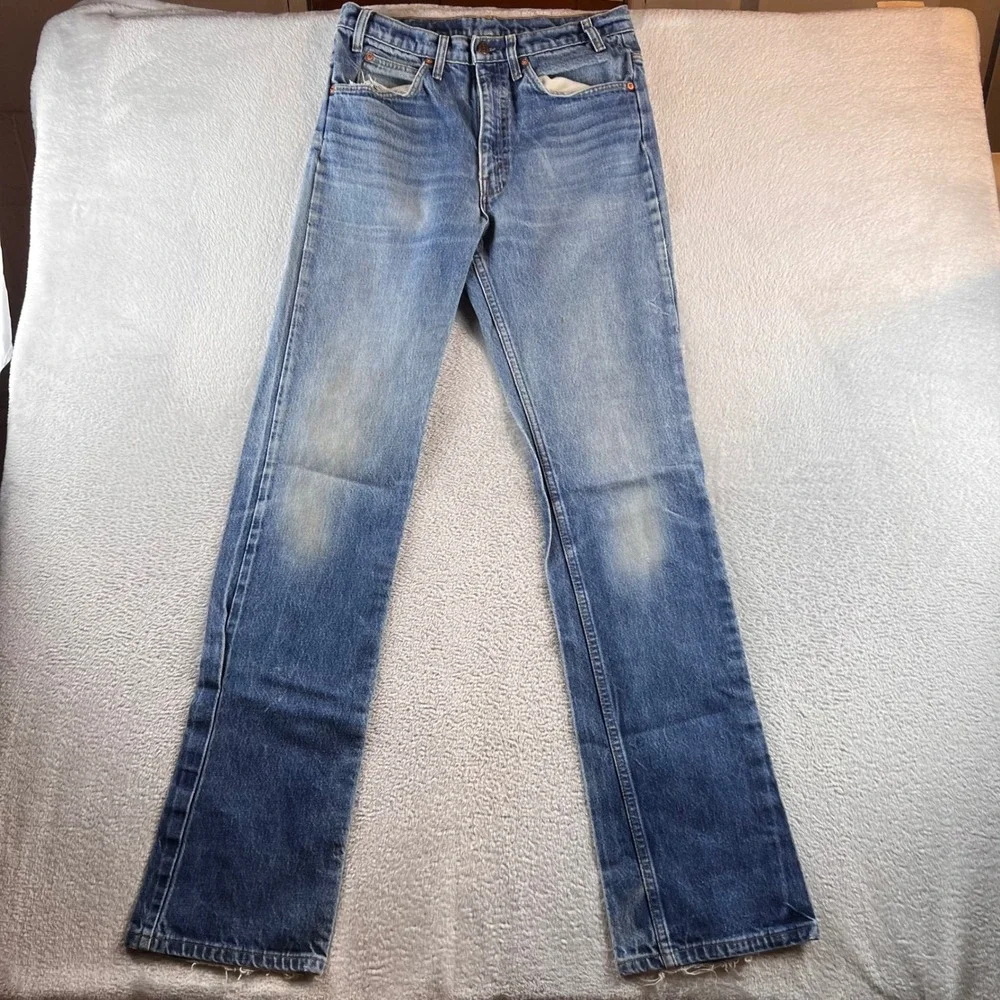 Vintage Levis 517 Orange Tab Jeans Mens 32x36 Made in USA Bootcut Denim Blue